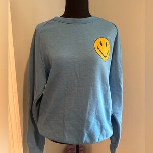 AVIATOR NATION SMILEY 2 CREW SWEATSHIRT in OCEAN